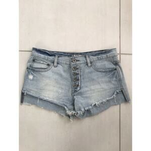 Free People Mid Rise Distressed Jean Denim Shorts